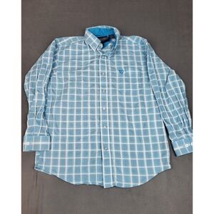 Panhandle Select Shirt Kids Large 14‎ Blue Plaid Lightweight Western Rockabilly